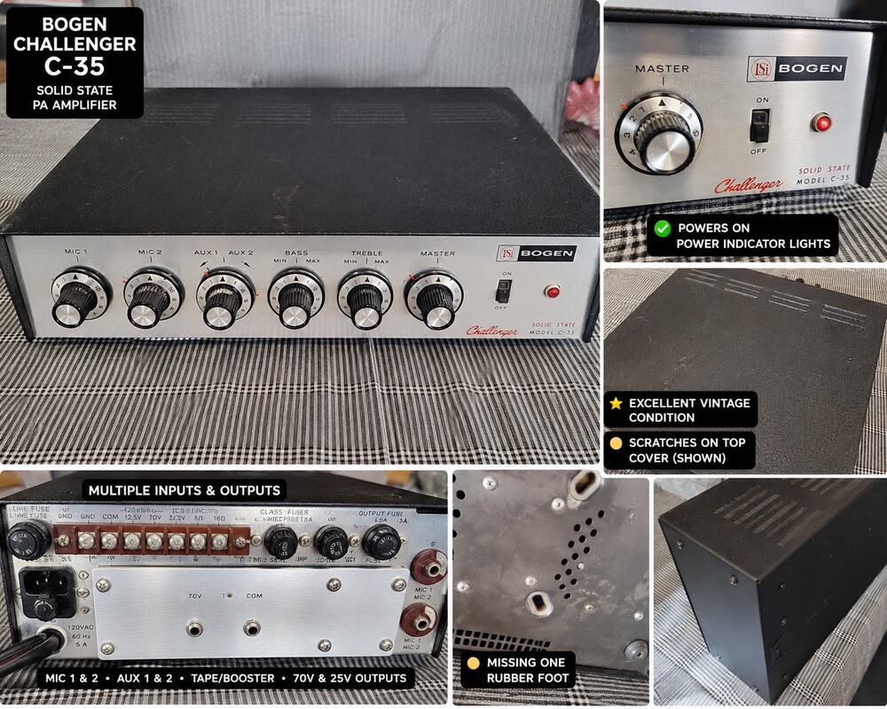 Bogen Challenger C-35 Series A110 Solid State PA Mixer Amplifier 35W Vintage USA